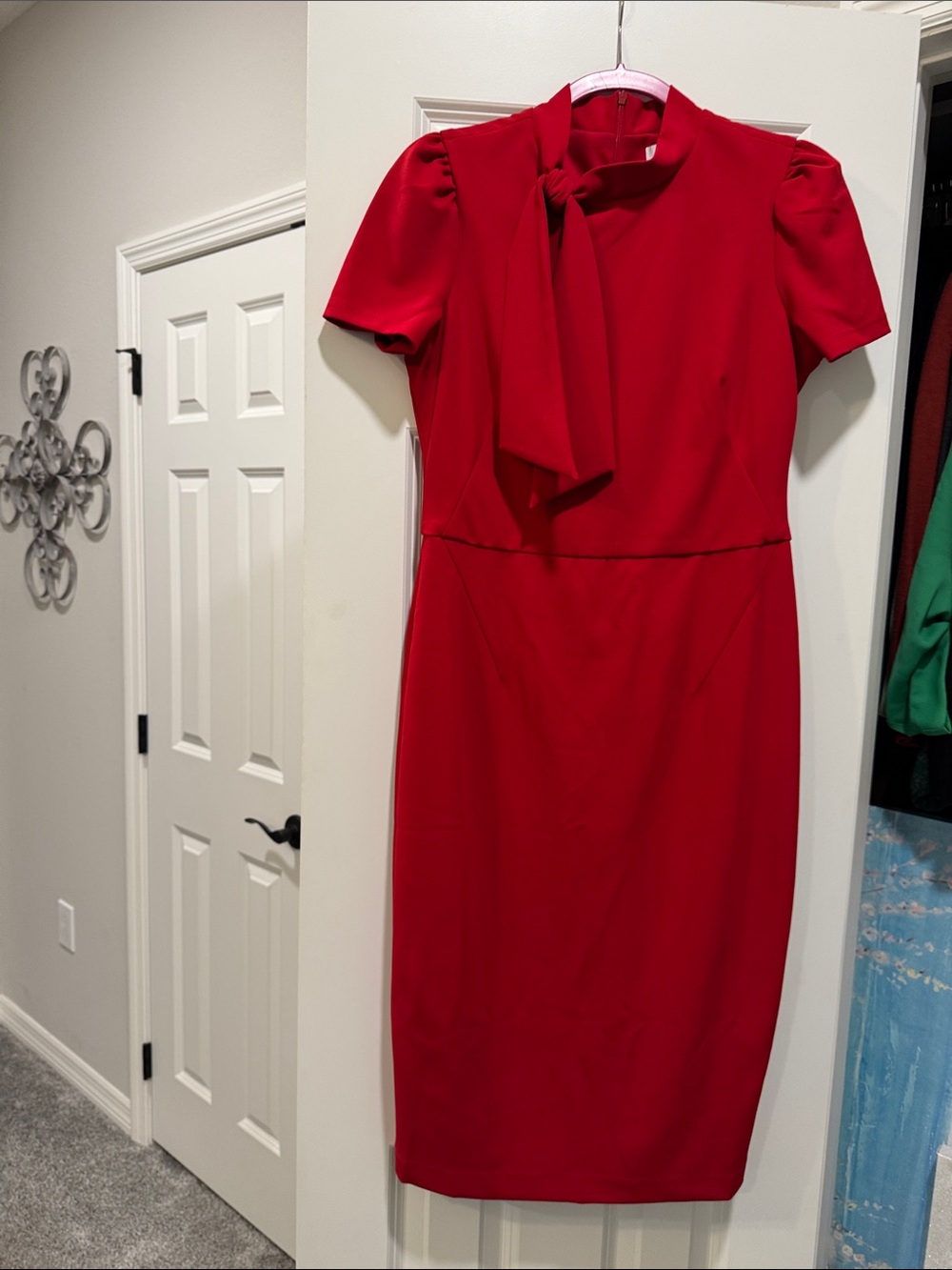 Liz Claiborne Red Tie-Neck Midi Dress